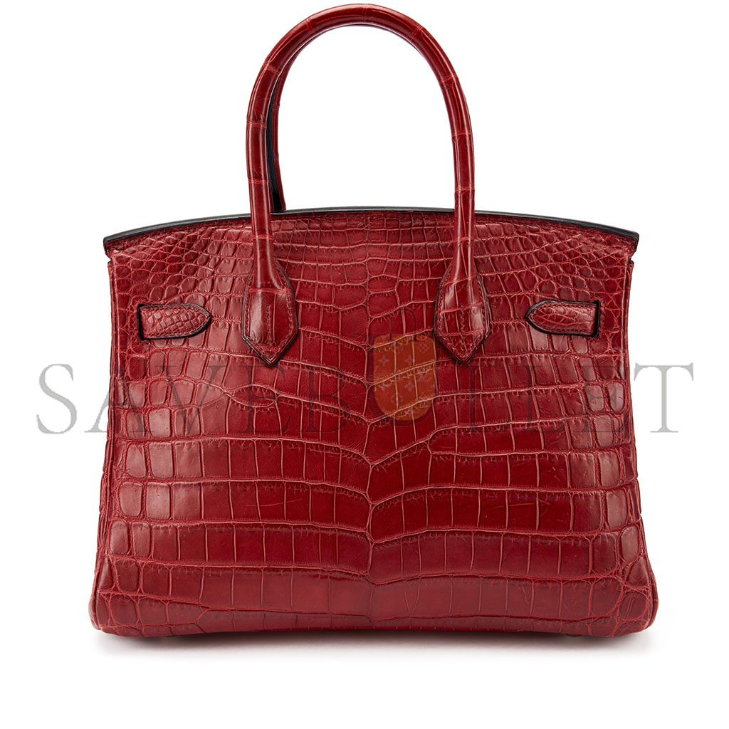 HERMÈS MASTER BIRKIN 25 CROCODILE LEATHER RED BAG SILVER BUCKLE H041354CK8V (25*20*13cm)